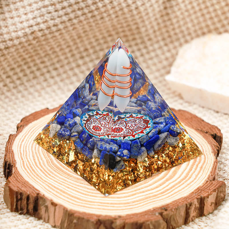Olivenorma Aquamarine Pillar With Lapis Lazuli Hamsa Orgone Pyramid - image 1