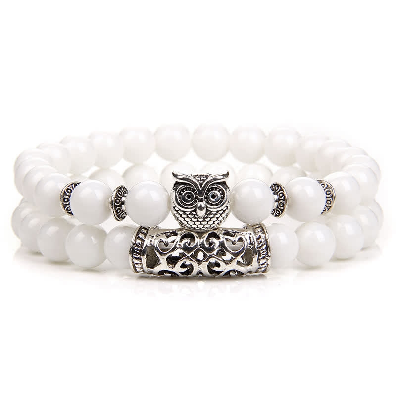 Olivenorma Owl Natural Crystal Beads Bracelet - White Jade - image 26