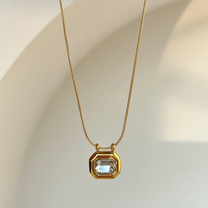 Olivenorma Sliding White Crystal Stainless Steel Necklace - White Zircon - image 0