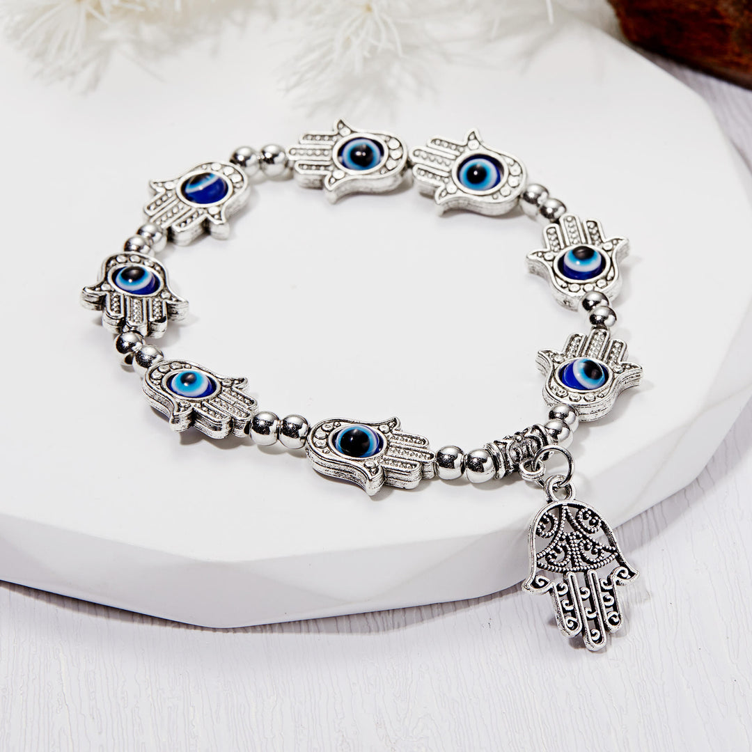 Olivenorma Evil Eye Hamsa Pendant Epoxy Zircon Bracelet - image 2