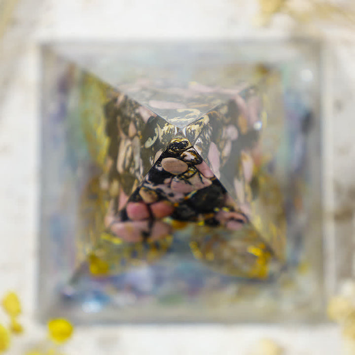 Olivenorma Rhodonite With Fluorite Growth Orgone Pyramid - image 3