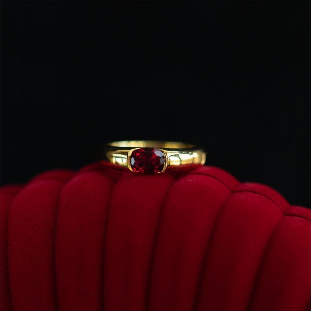 Olivenorma Garnet Gold Plated Minimalist Luxury Ring - image 7
