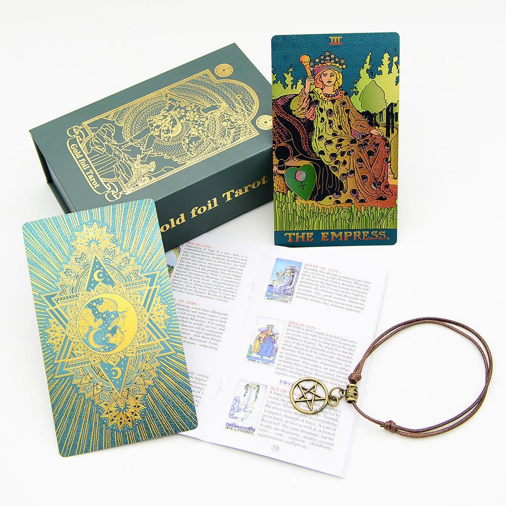 Olivenorma Green Blue Moon Gold Foil Tarot Cards - image 1