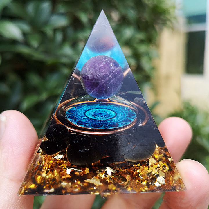 Olivenorma Amethyst with Black Tourmaline Orgone Pyramid - image 1