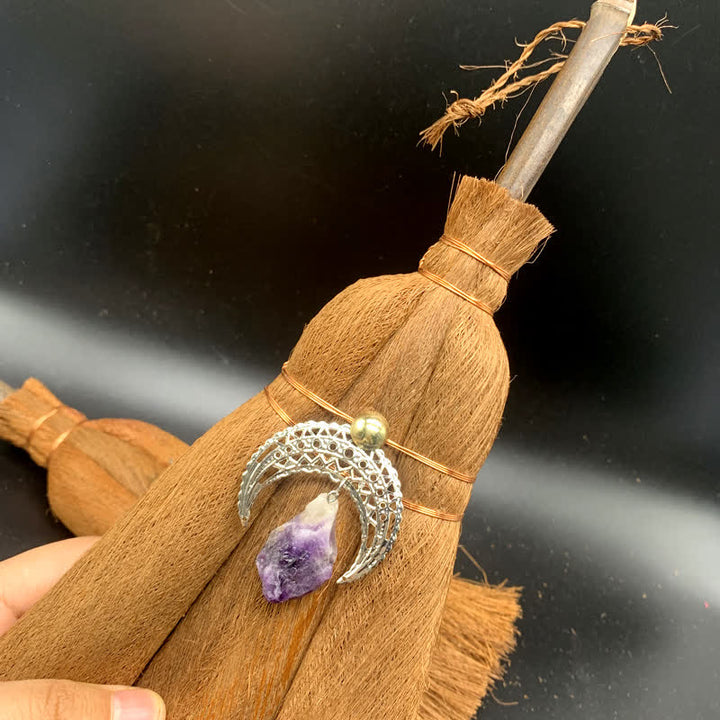 Olivenorma Crystal Straw Broom Star Ornament - Hollow Moon & Amethyst #1 - image 20