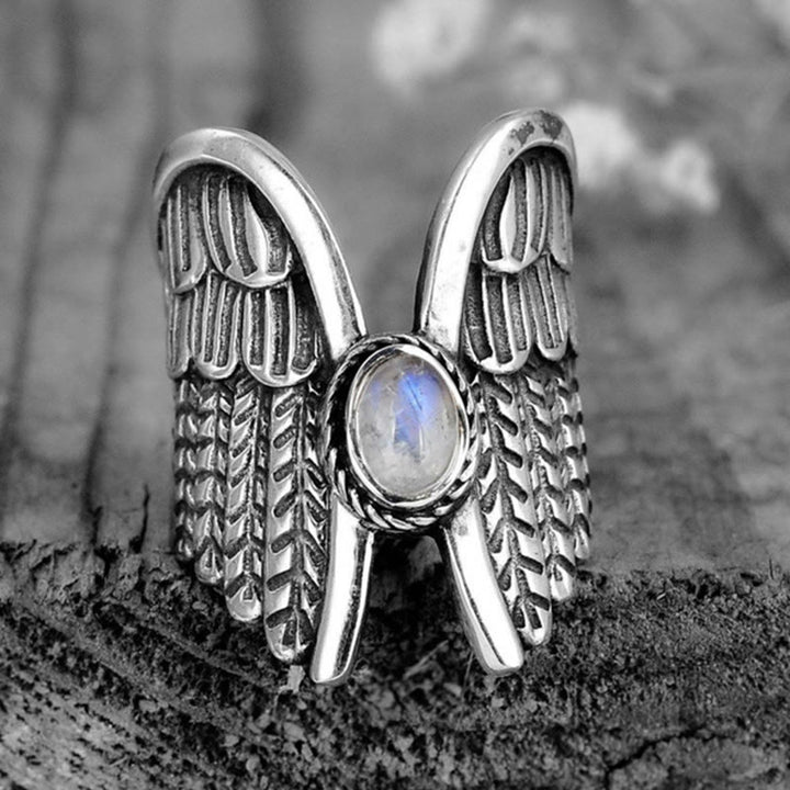 Olivenorma Angel Wings Moonstone Feather Ring - 10 - image 0
