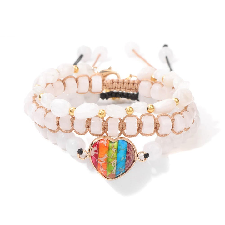 Olivenorma Handmade Rope Braided Heart Shape Pendant Bracelet - Clear CrystalClear Crystal - image 20