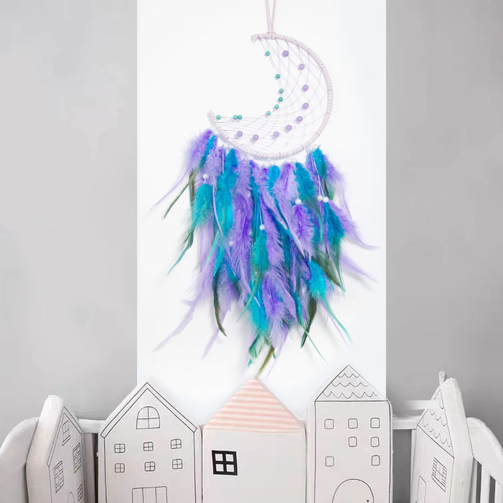 Olivenorma Handmade Beaded Turquoise Purple Jade Moon Dream Catcher - image 4