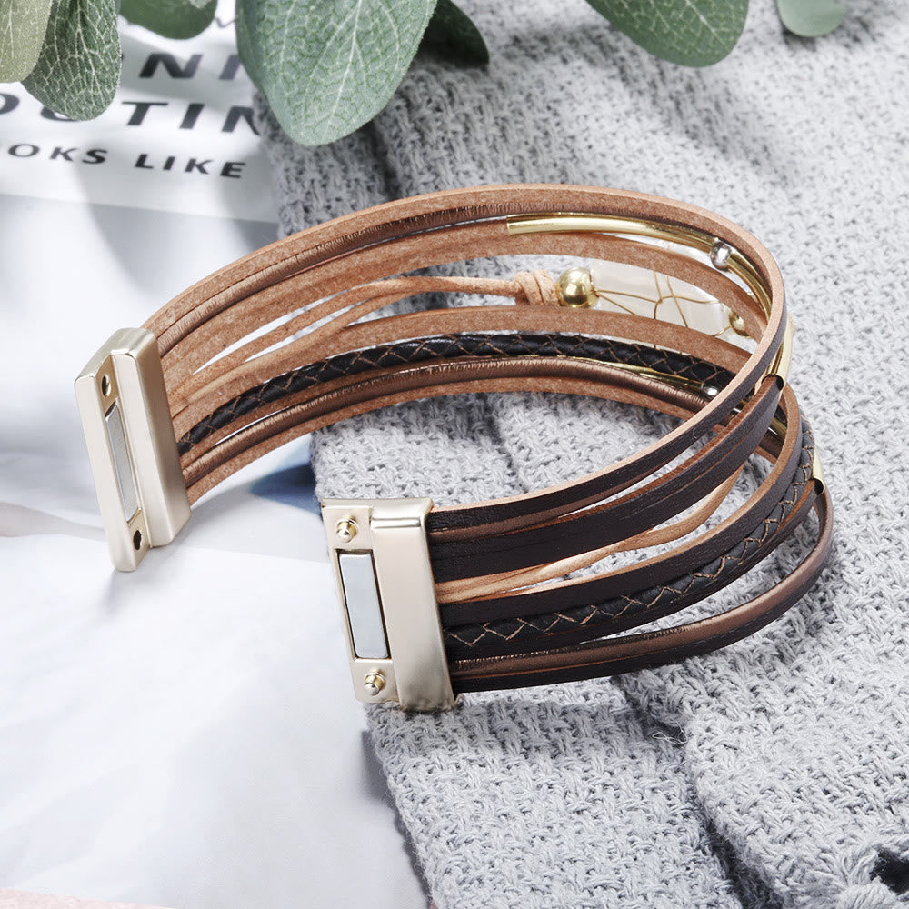 Olivenorma Natural Freshwater Pearl Braided Leather Bracelet - image 5