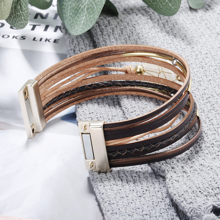 Olivenorma Natural Freshwater Pearl Braided Leather Bracelet - image 5