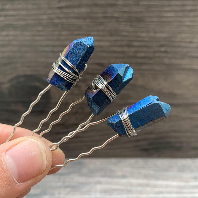 Olivenorma Handmade Thread Crystal Hairpin - Labradorite - image 21