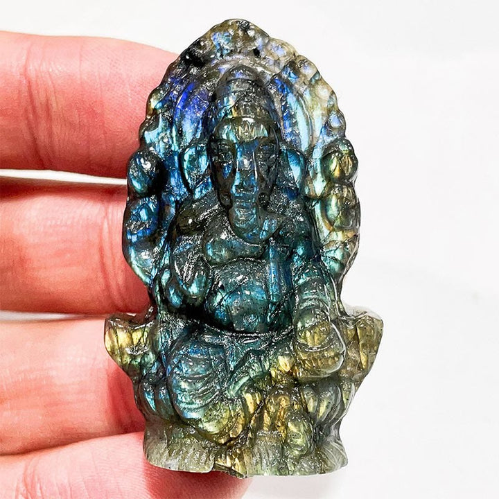 Olivenorma Natural Labradorite Moon Face Ornaments Gemstone Decoration - Ganesha #Labradorite - image 12