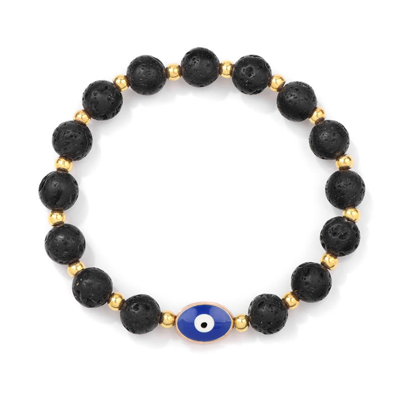 Olivenorma 8mm Blue Tiger Eye Evil Eye Bracelet - Lava Stone - image 2