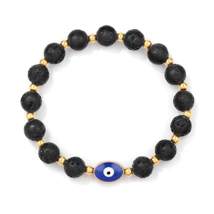 Olivenorma 8mm Blue Tiger Eye Evil Eye Bracelet - Lava Stone - image 2