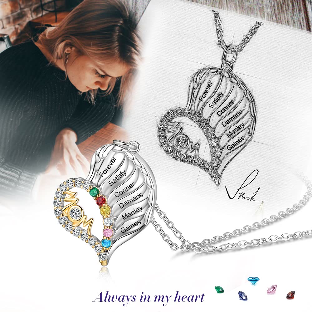 Olivenorma Mothers Birthstones Half Diamond Heart Necklace - image 21