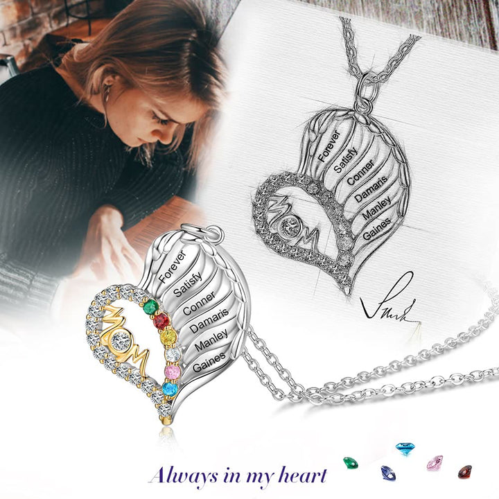 Olivenorma Mothers Birthstones Half Diamond Heart Necklace - image 21