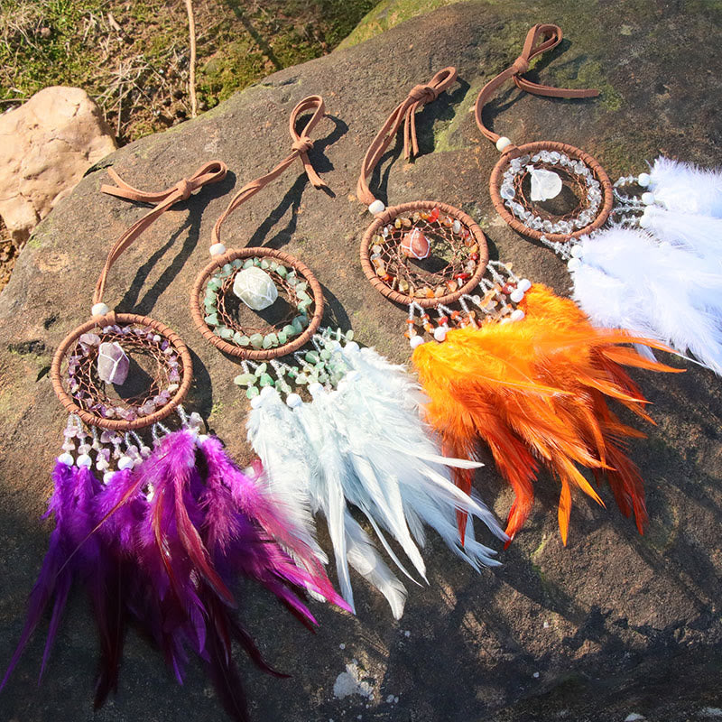Olivenorma Natural Crystal Agate Pendant Charm Round Dream Catcher - image 13