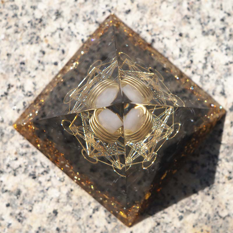Olivenorma Rose Quartz With Obsidian Orgone Pyramid - image 5