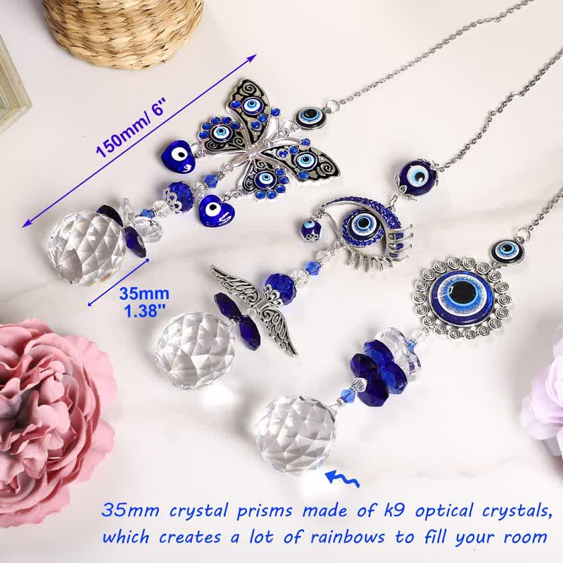 Blue Evil Eye Suncatcher Wind Chime - image 10