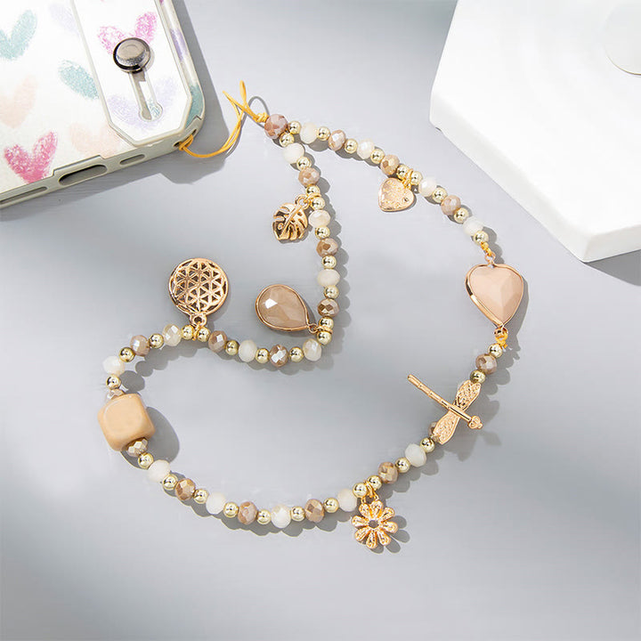 Olivenorma Crystal Pearl Drop Heart Shape Phone Strap - Sun Stone - image 7