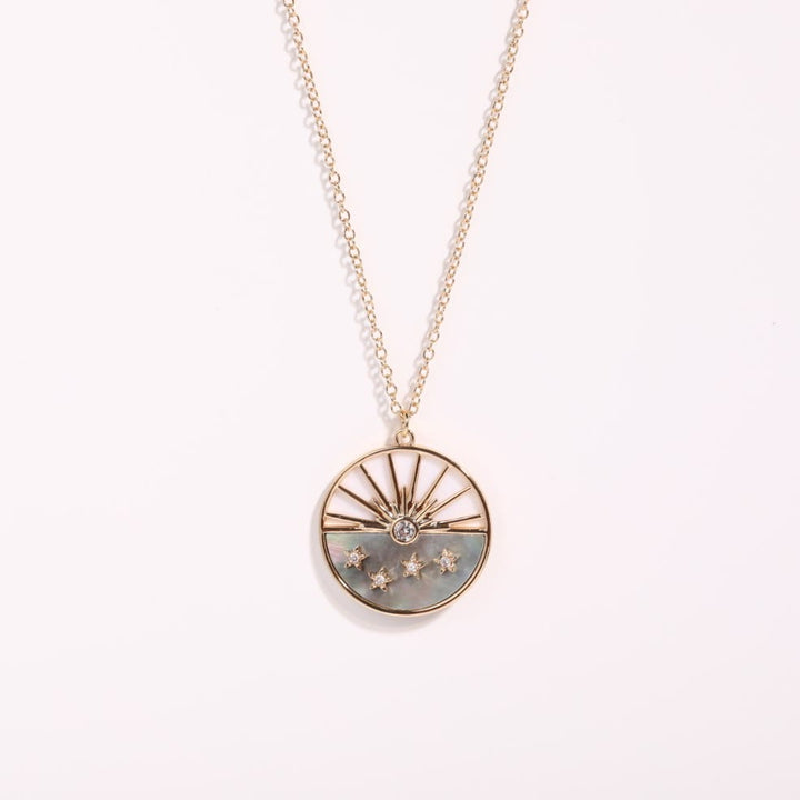 Olivenorma Nacre White Zircon Moon Star Gold Plated Copper Necklace - Sun&Star - image 3