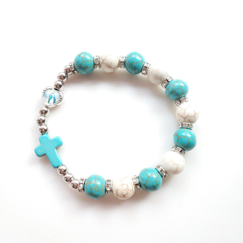 Olivenorma Turquoise White Turquoise Beads Cross Bracelet - image 1