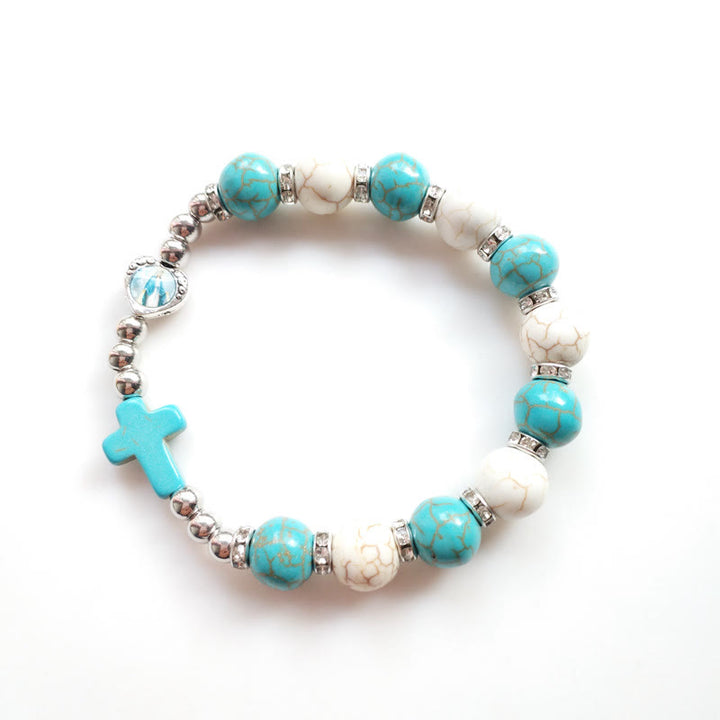 Olivenorma Turquoise White Turquoise Beads Cross Bracelet - image 1
