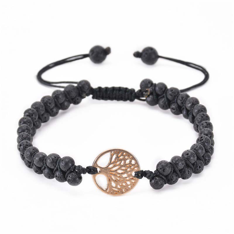 Olivenorma Tree of Life Natural Crystal Double Braided Bracelet - Lava Stone - image 6