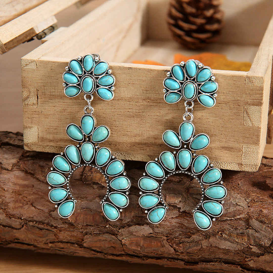 Olivenorma Chunky Turquoise Drop Bohemia Earrings - Turquoise - image 0