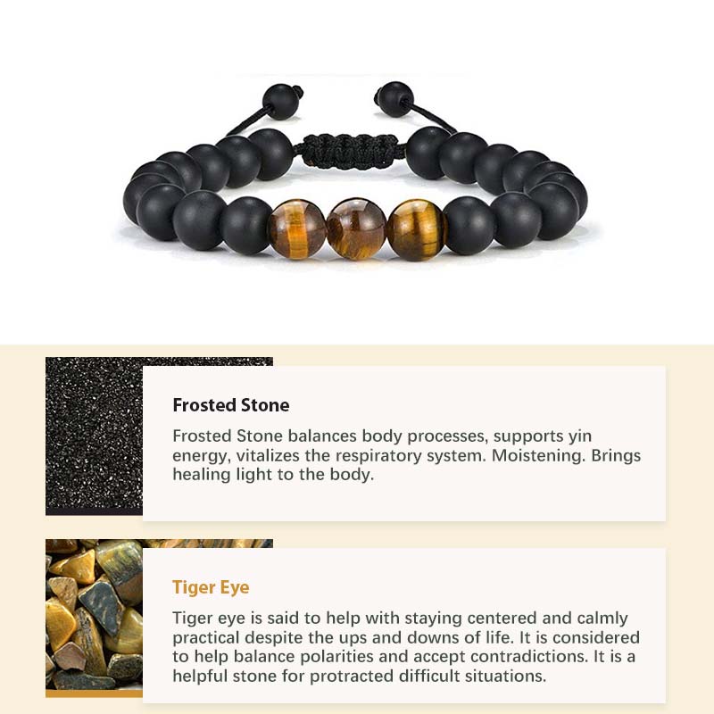 Natural Crystal Stone Healing Bracelet - Frosted Stone&Tiger Eye - image 6