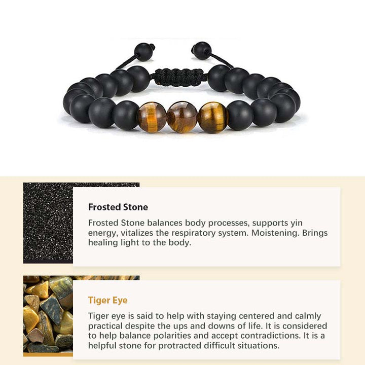 Natural Crystal Stone Healing Bracelet - Frosted Stone&Tiger Eye - image 6