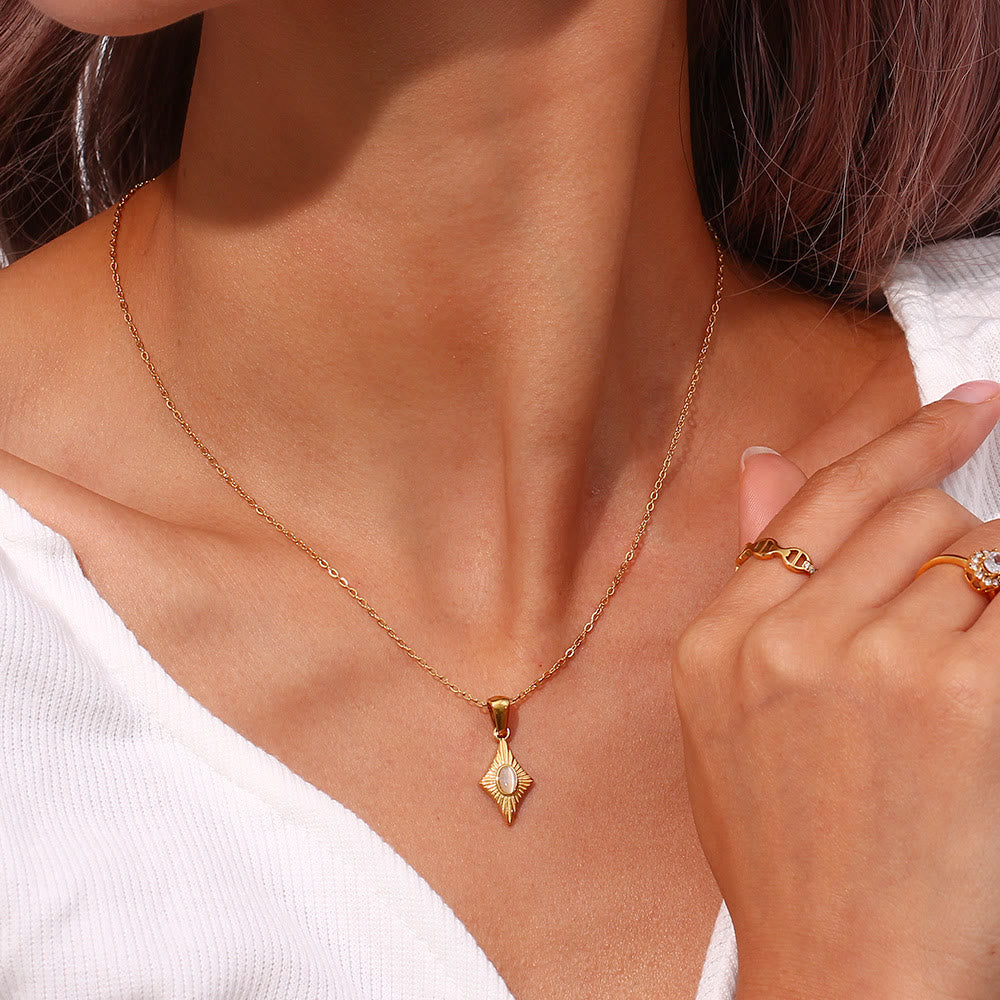 Olivenorma Cat's Eye Pendant Sweater Stainless Steel Necklace - image 14