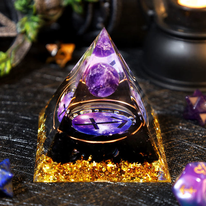 Olivenorma Amethyst Ball Obsidian Gravel Zodiac Sagittarius Orgone Pyramid - 2.36''*2.36''(6cm X 6cm) - YES PLEASE $8 - image 0