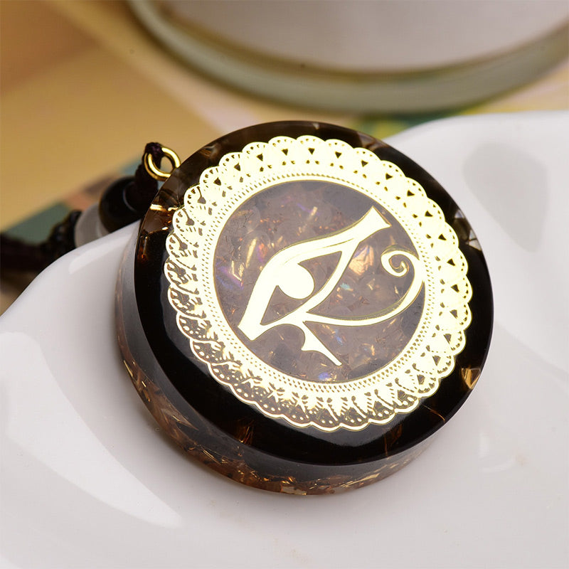 Olivenorma Obsidian And Red Agate Eye Of Horus Symbol Necklace - image 2