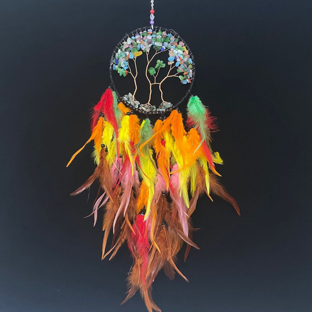 Olivenorma Crystal Tree of Life Pink Feather Dream Catcher - Colored Natural Stone - image 34