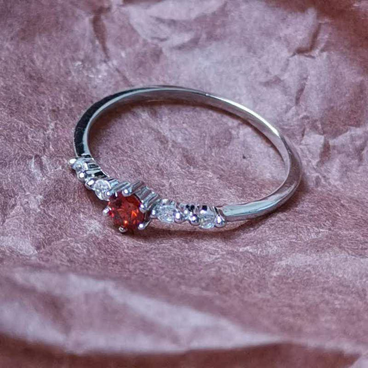 Olivenorma 18K Gold Garnet Minimalist Tiny Ring - image 6