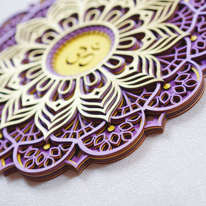 Olivenorma Purple Pink Om Hamsa Chakra 3D Carving Wall Decor - image 10