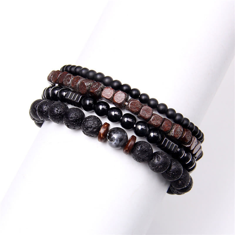 Olivenorma "Strength Of Nature"  Volcanic Stone & Hematite 4 Pieces Set Bracelet - image 3