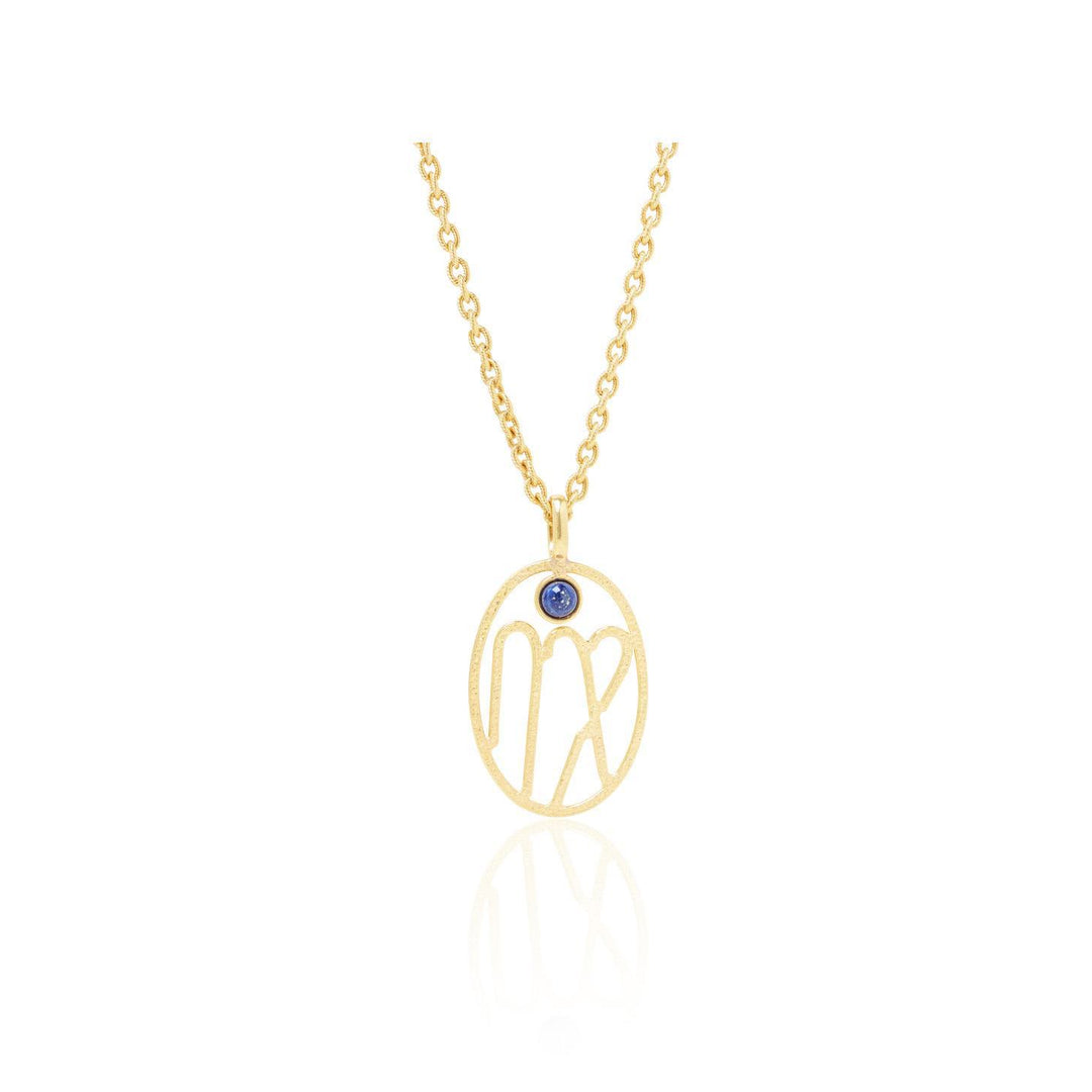 Olivenorma Hollow Zodiac Rune Birthstone Necklace - Virgo &Lapis Lazuli - image 10