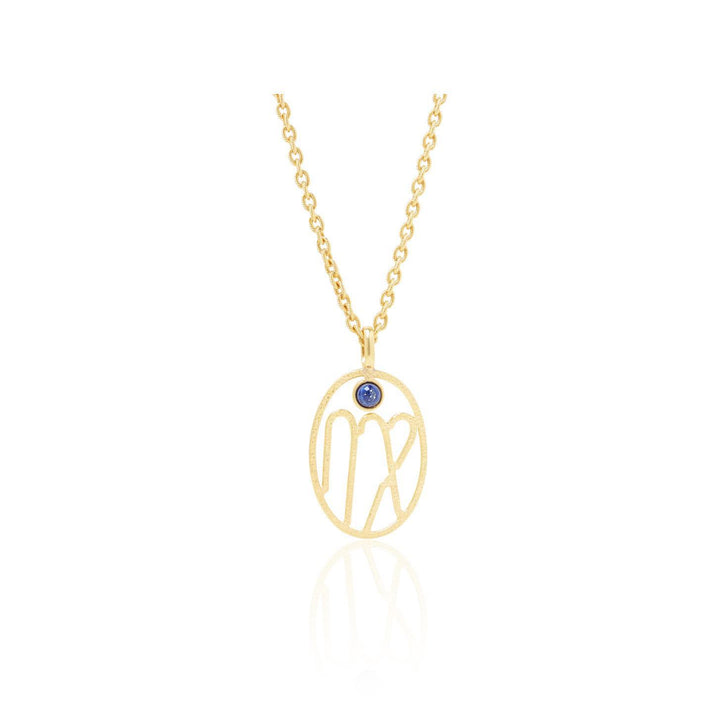 Olivenorma Hollow Zodiac Rune Birthstone Necklace - Virgo &Lapis Lazuli - image 10