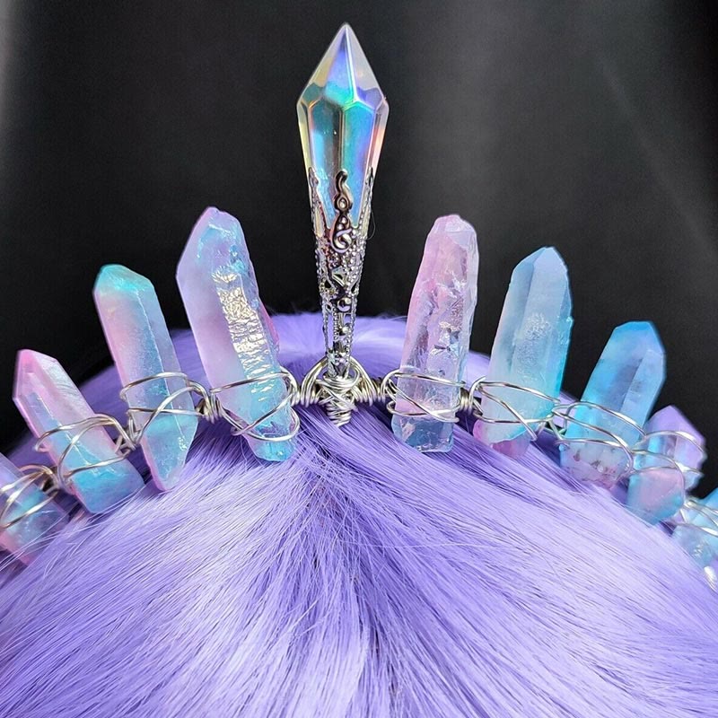 Olivenorma Pink Blue Titanium Quartz Crown with Crystal Centrepiece - image 2