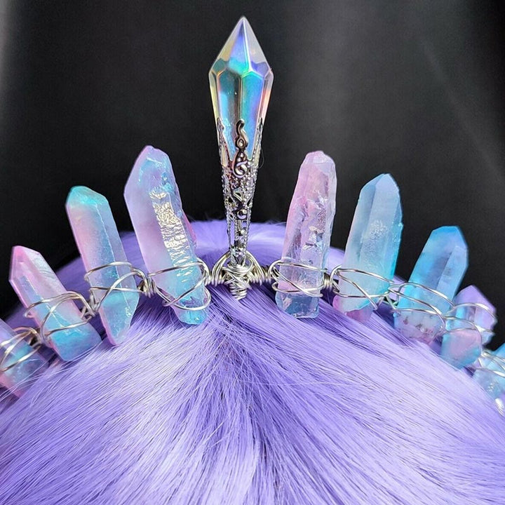 Olivenorma Pink Blue Titanium Quartz Crown with Crystal Centrepiece - image 2