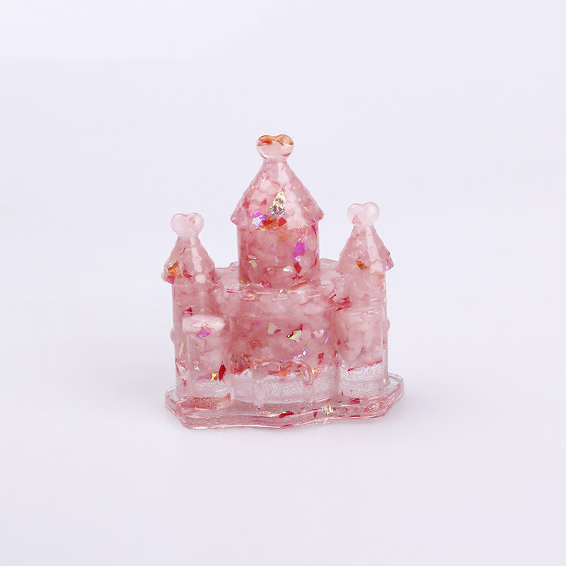 Olivenorma Natural Crystal Epoxy Castle Gemstone Decoration  - Pink Crystal - image 3