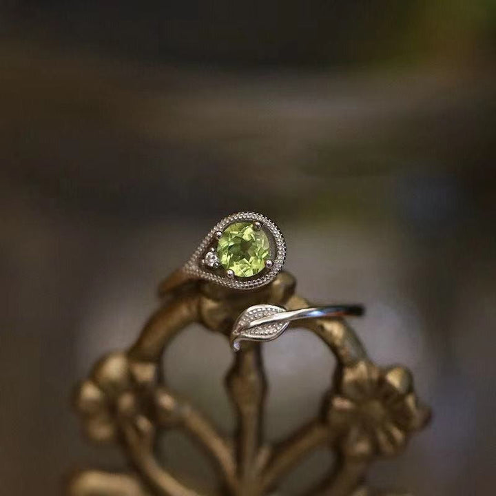 Olivenorma Vintage Delicate Peridot Leaf Ring - Peridot - image 0