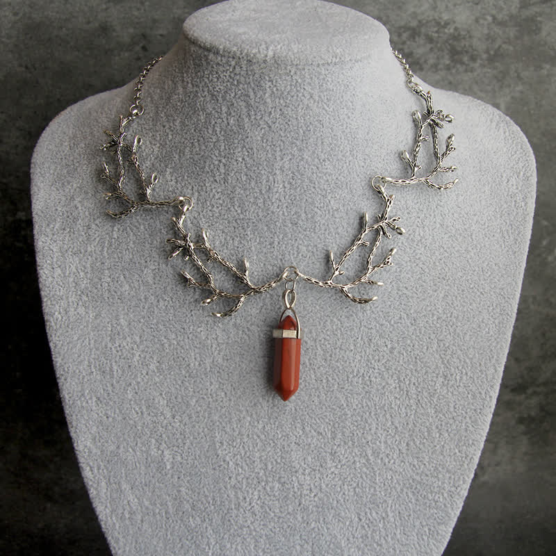 Olivenorma "The Light of Mantra" - Natural Crystal Hexagonal Necklace - Red Jasper - image 6