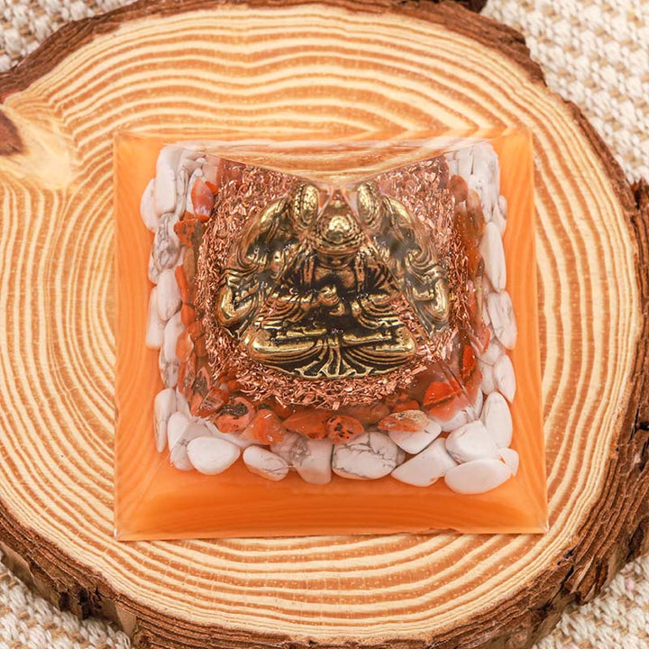 Olivenorma Red Agate With White Turquoise Energy Buddha Orgone Pyramid - image 3