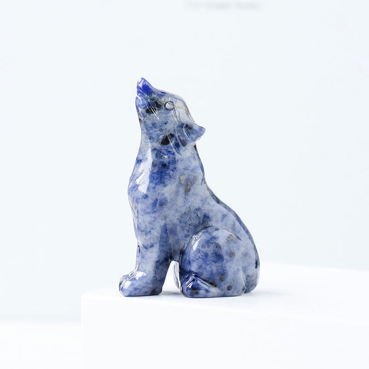 Olivenorma Natural Crystal Little Wolf Boy Gemstone Decoration - Sodalite - image 6