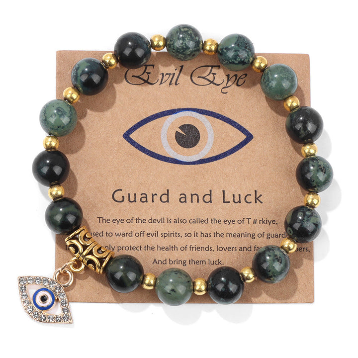 Olivenorma Natural Stone Bead Evil Eye Pendant Bracelet - Evil Eye&Moss Agate - image 19