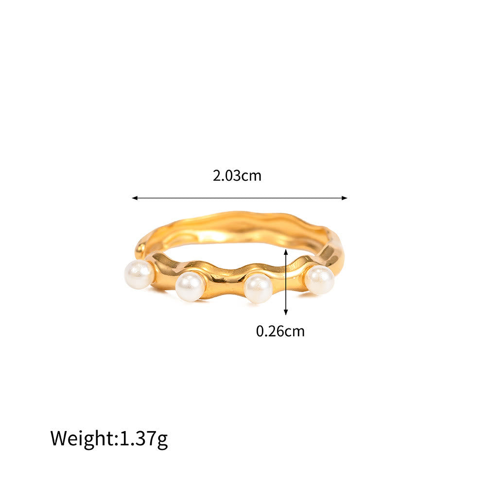 Olivenorma Natural Malachite Adjustable Irregular Ring - Pearl - image 6