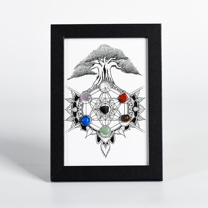 Olivenorma Tree Of Life Pattern Chakra Photo Frame Decoration - Tree Of Life&Chakra#1 - Black Photo Frame - image 2